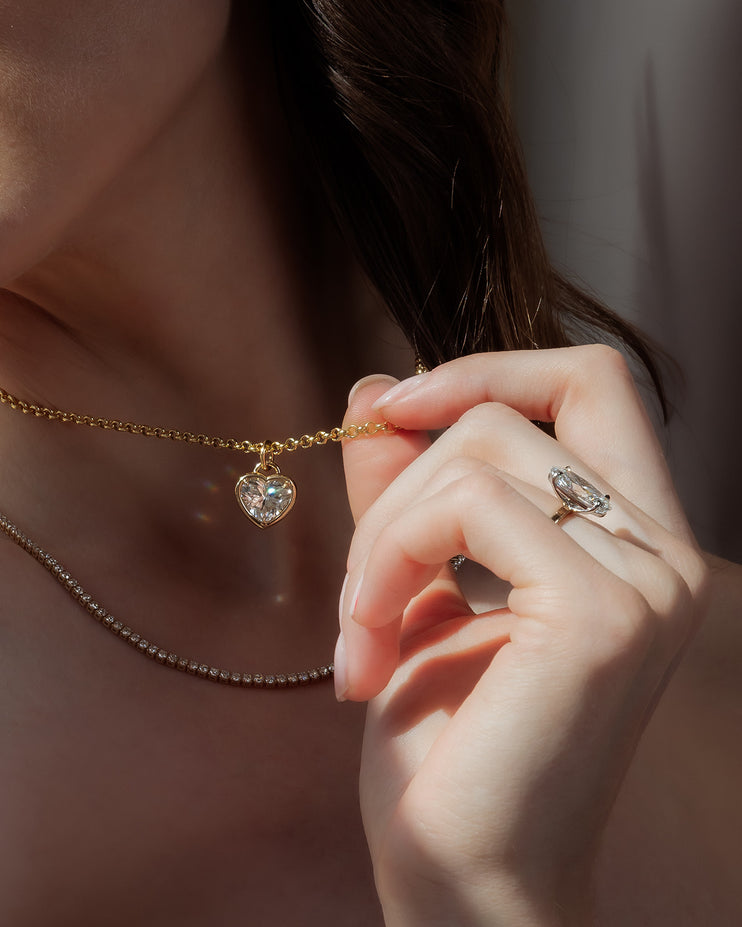 The Bezel Prong Pendant | 3.36ct Heart Lab-Diamond