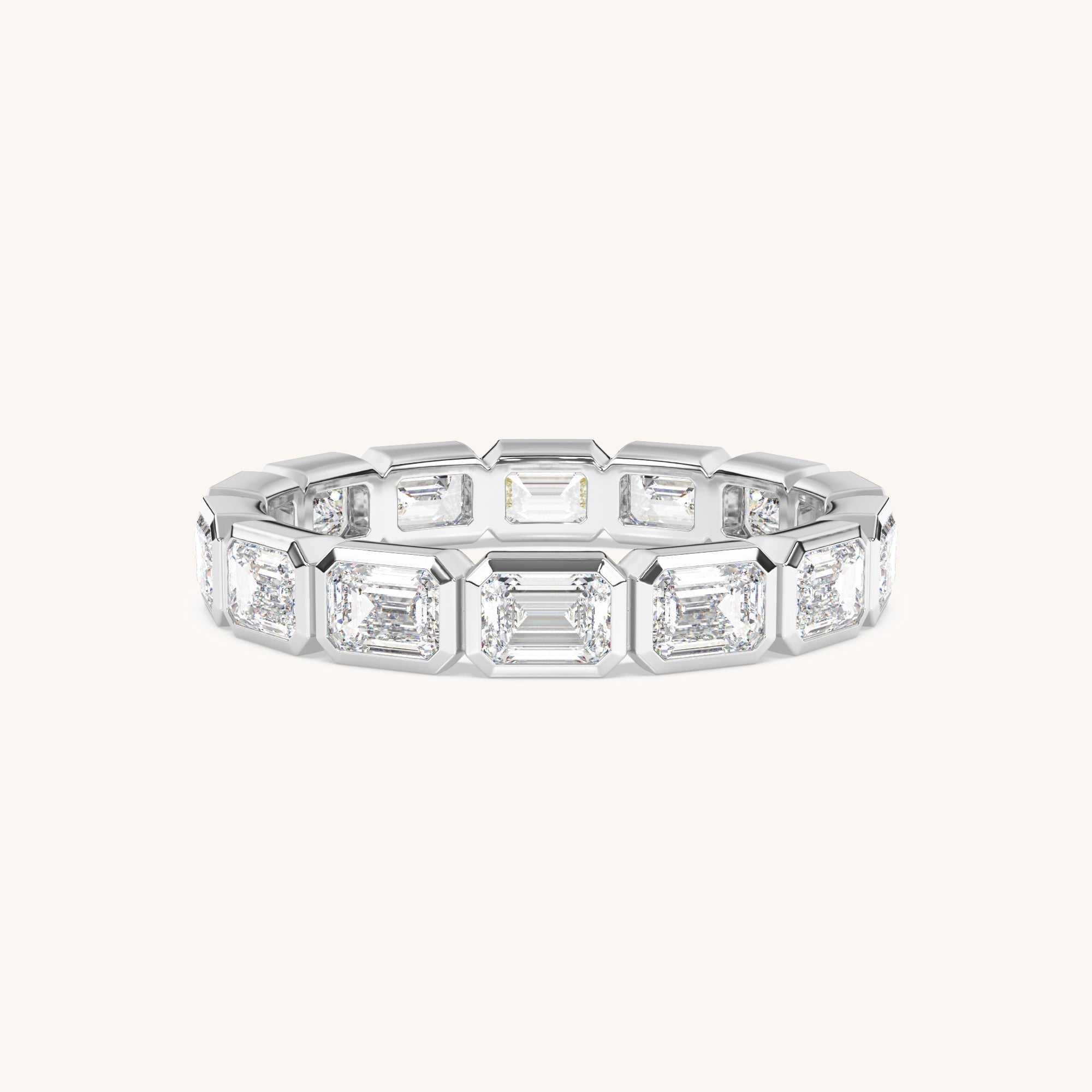 East-West Emerald Bezel Eternity Band